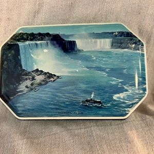 Vintage Niagara Falls Riley's Toffee Tin from Halifax England candy container